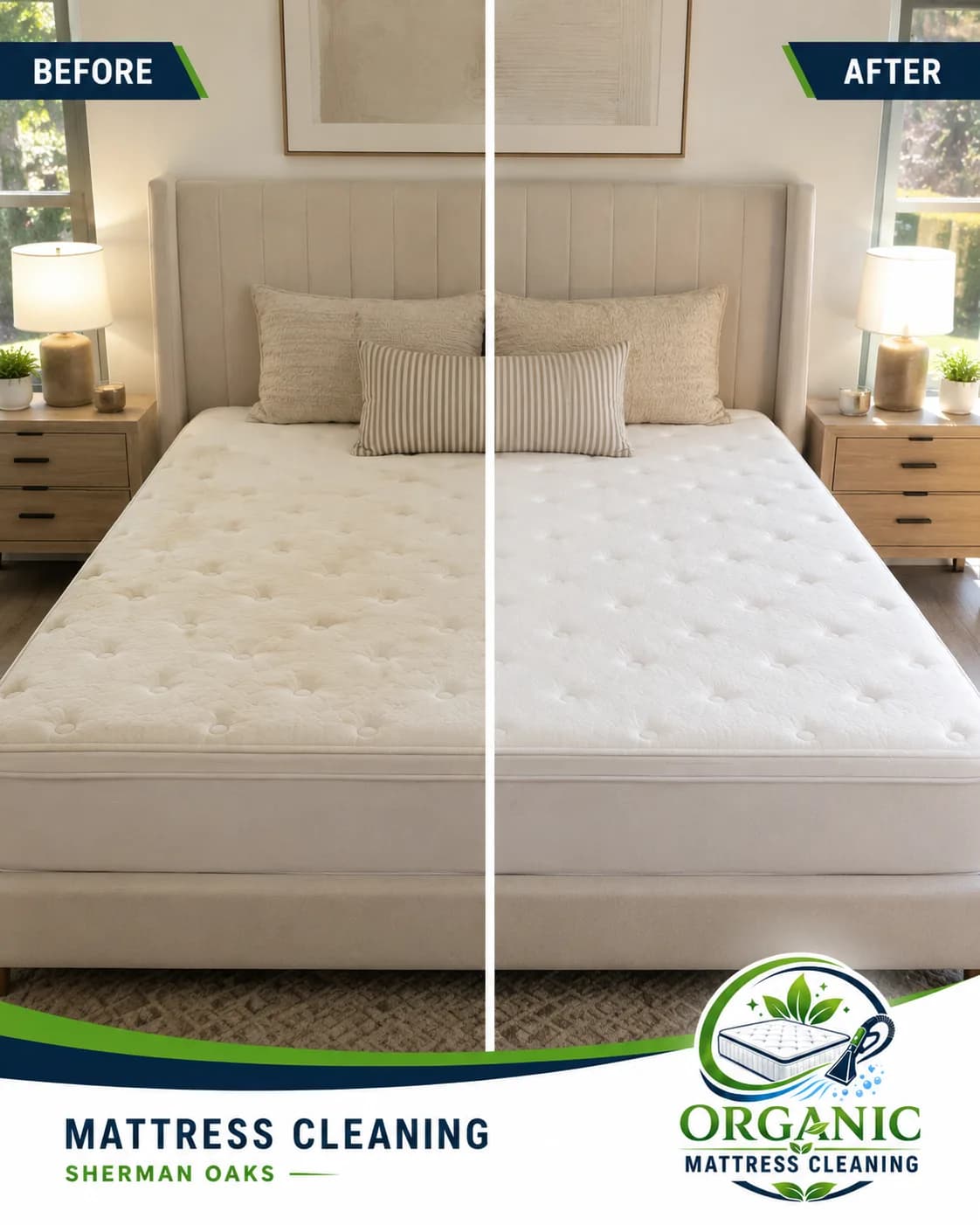 Mobile organic mattress cleaning project photo from a Sherman Oaks home